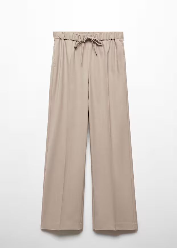 Wideleg pants with elastic waist -  Women | Mango USA | MANGO (US)