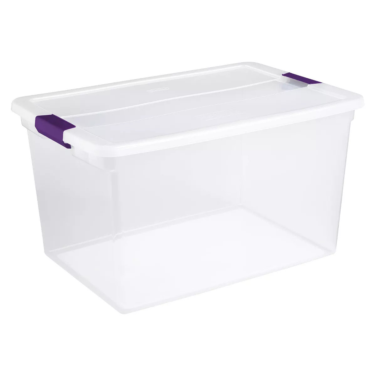 Sterilite 66qt ClearView Latch Box Clear with Purple Latches: Plastic Storage Container, Lidded &... | Target
