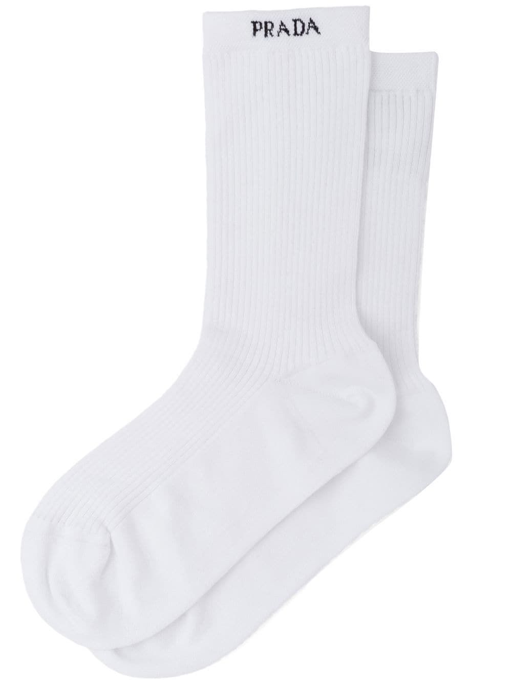 Prada logo-print Ribbed Socks - Farfetch | Farfetch Global