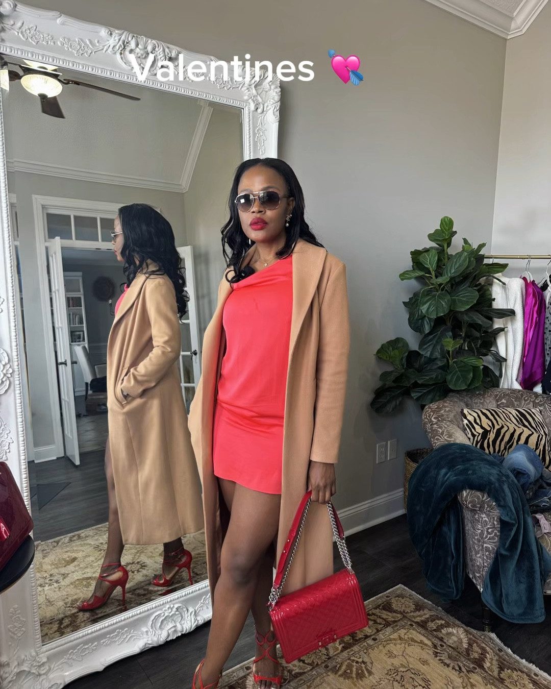 Valentine’s look, but make it closet-staple couture 💌✨

Oldie but still the goodie: this red dress has been waiting patiently in my closet like, “Coach, put me in.” Today was the day. Paired her with my Jimmy Choo sandals, grabbed my Chanel Boy bag (because she understands the assignment), and I’m torn between two vibes:
	1.	H&M fuzzy coat = soft, flirty, “meet me for dessert” energy
	2.	Long pea coat = sleek, grown, “reservation is under my name” energy

Scent of the day: Baccarat Rouge 540 (MFK)… because love should linger. ❤️‍🔥

Which coat would you pick: fuzzy or pea coat? 👇🏽
Everything linked in my LTK. #WithLove #HappyValentinesDay

Valentine’s Day outfit, red dress outfit, date night look, girls night out, winter coat outfit, Chanel Boy bag styling, Jimmy Choo heels, H&M coat, luxury meets affordable, closet staples
: #LTKStyle #LTKValentines #ValentinesOutfit #DateNightLook #RedDressMoment #ClosetStaples #ChanelBoyBag #JimmyChoo #HMFinds #FragranceOfTheDay #BaccaratRouge540 #WinterStyle valentines outfit women

#LTKValentine #LTKgrwm #LTKootd