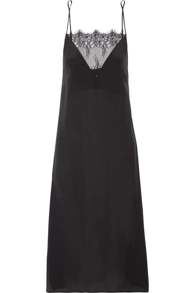 Anine Bing - Lace-trimmed Washed-silk Dress - Black | NET-A-PORTER (UK & EU)