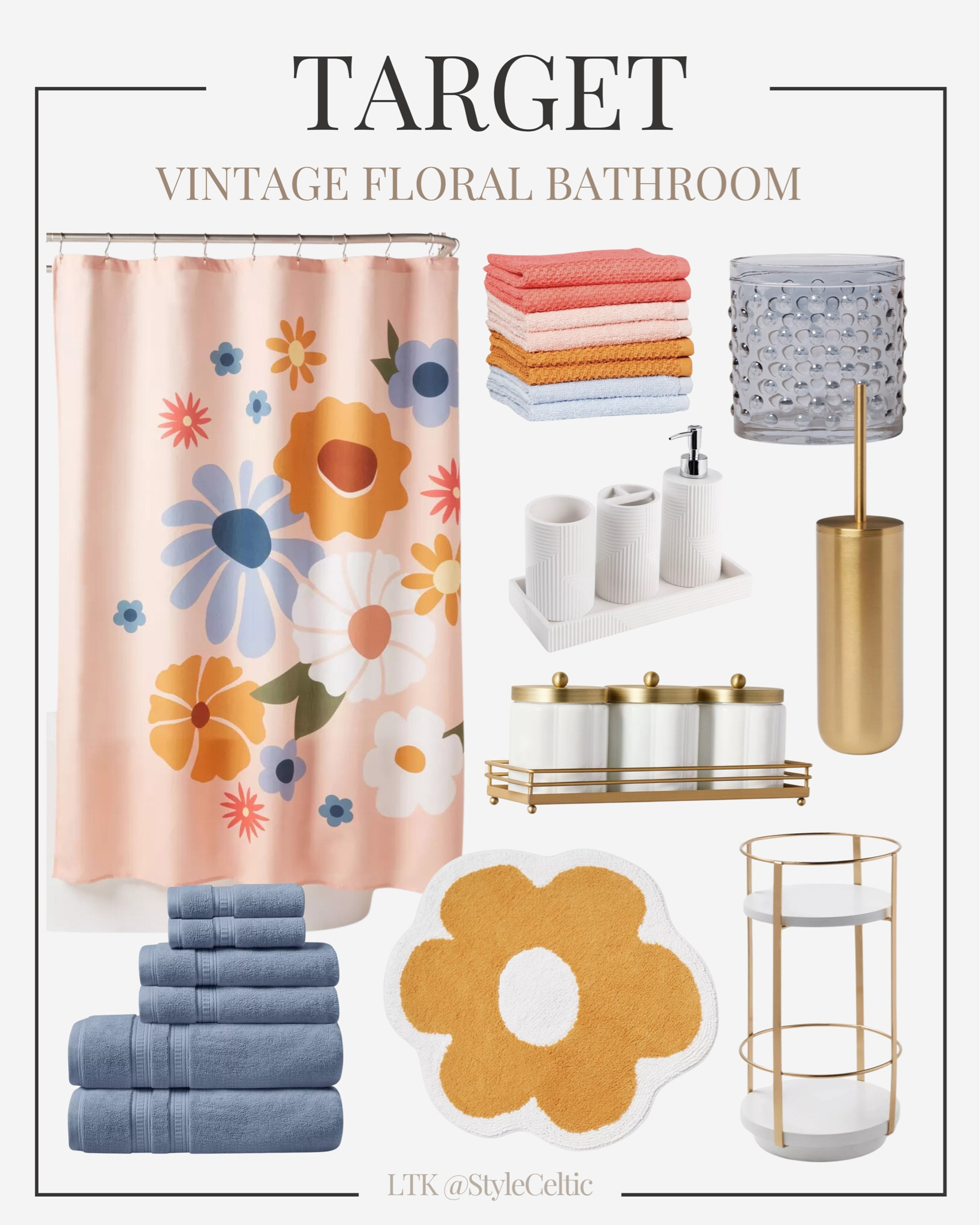 Target Vintage Floral Bathroom Decor and Accessories 🌼
.
.
Target sale, target spring sales, Target bathroom favorites, bathroom finds, bathroom storage, vanity organizers, bathroom jars, gold bathroom, Flower bathroom, kids bathroom, home decor, bathroom decor, dinosaur, floral decor, floral shower curtain, flower bathmat, bathroom accessories, bathroom towels, blue bath towels, bathroom baskets, bamboo baskets, brown towels, neutral bathroom, fun shower curtains, colorful bathrooms, spring bathrooms, spring home decor, summer home decor, girls bathroom, bedroom decor, kids bedroom, kids room, playroom decor, party decor, pillowfort bathroom, dinosaur bathroom, peach bathroom, fruit bathroom, minimal bathroom, target finds, target bathroom, target home decor, target kids, pillowfort 

#LTKsalealert #LTKhome #LTKkids