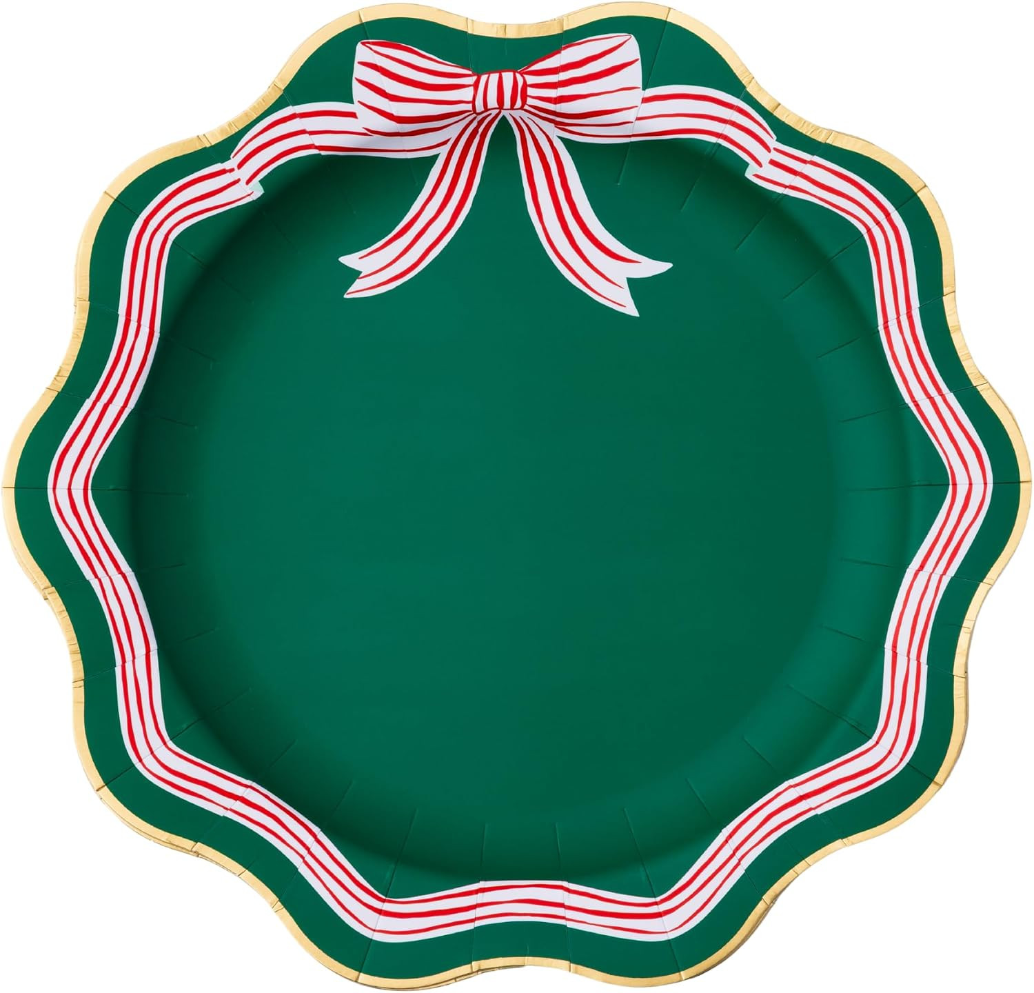 Bonjour Fete Elegant Green Peppermint Bow Large Paper Party Plates | Large Disposable Dinner Plates for Christmas & Holiday Parties | Premium Party Supplies & Decorations | Pack of 8, 11" | Amazon (US)
