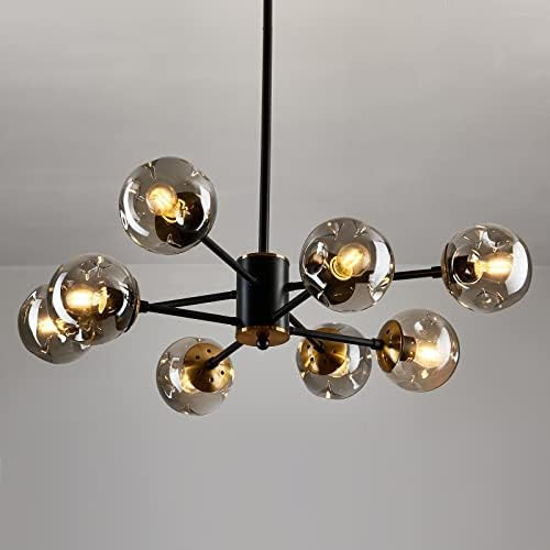 8 Light Chandelier Pendant Lighting Black with Glass Globes Classic Vintage Ceiling Light Fixture fo | Amazon (US)