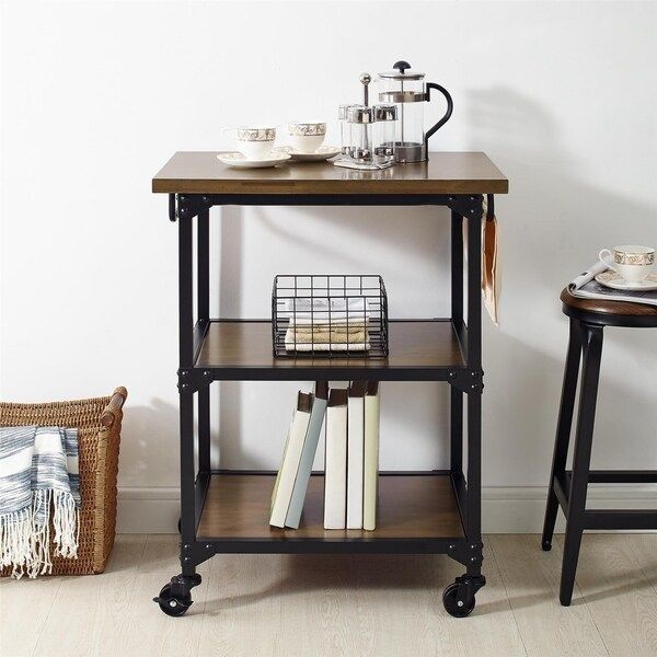 Avenue Greene Fredda Antique Oak Multifunction Cart | Bed Bath & Beyond