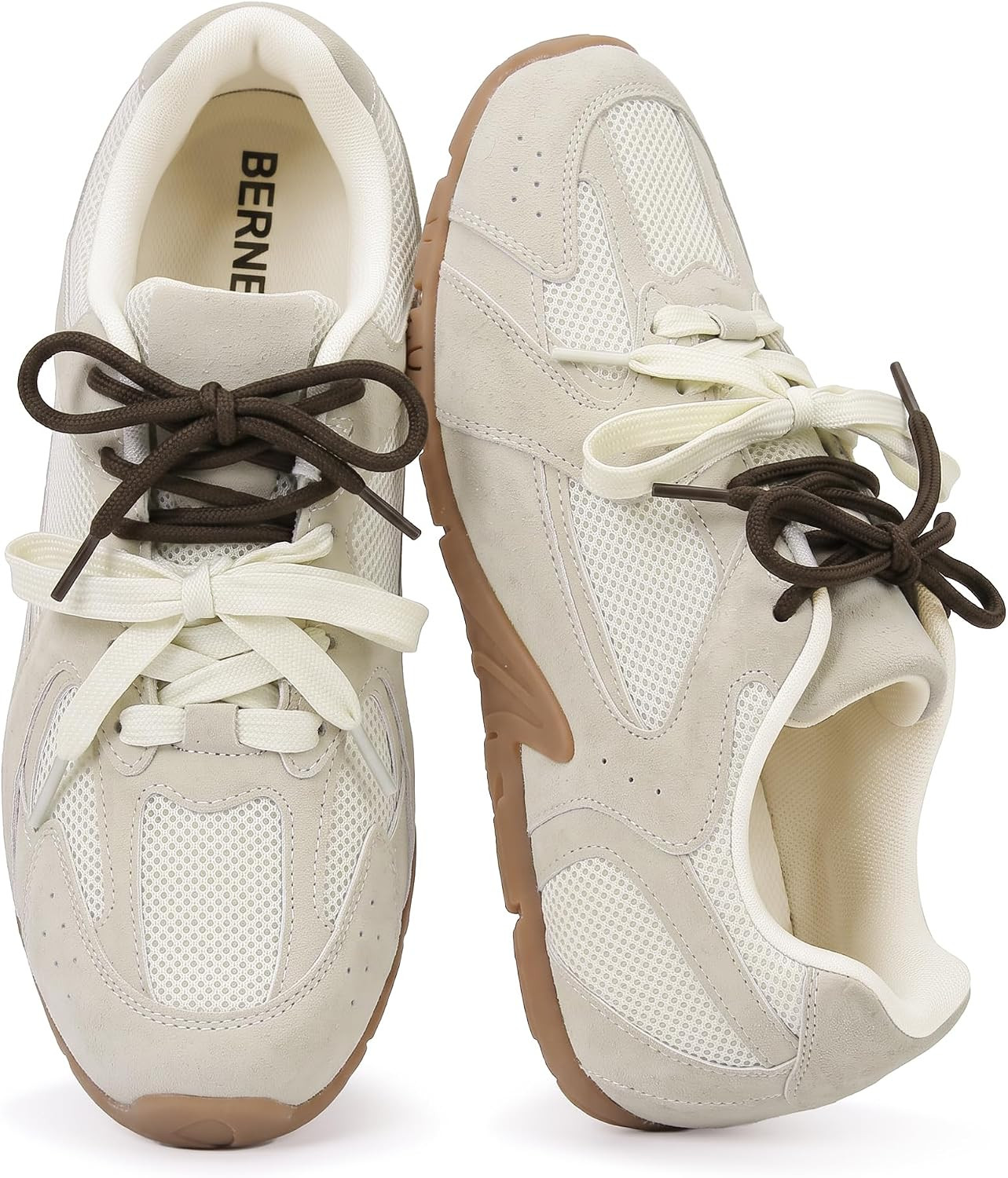 Berness Two Tone Lace Sneakers Women Retro Mesh Casual Shoes | Amazon (US)