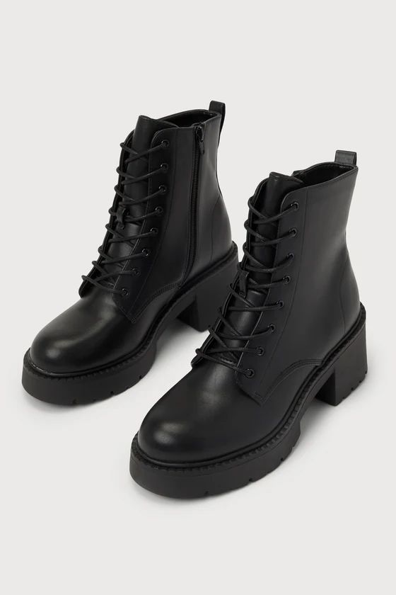 Talent Black Lace-Up Platform Combat Boots | Lulus (US)