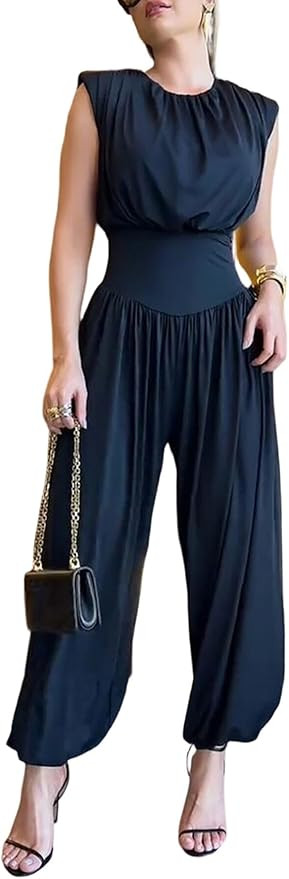 CHICME Womens Summer One Piece Jumpsuit Sleeveless Dressy Jumpsuits High Slit Casual Overalls for... | Amazon (US)