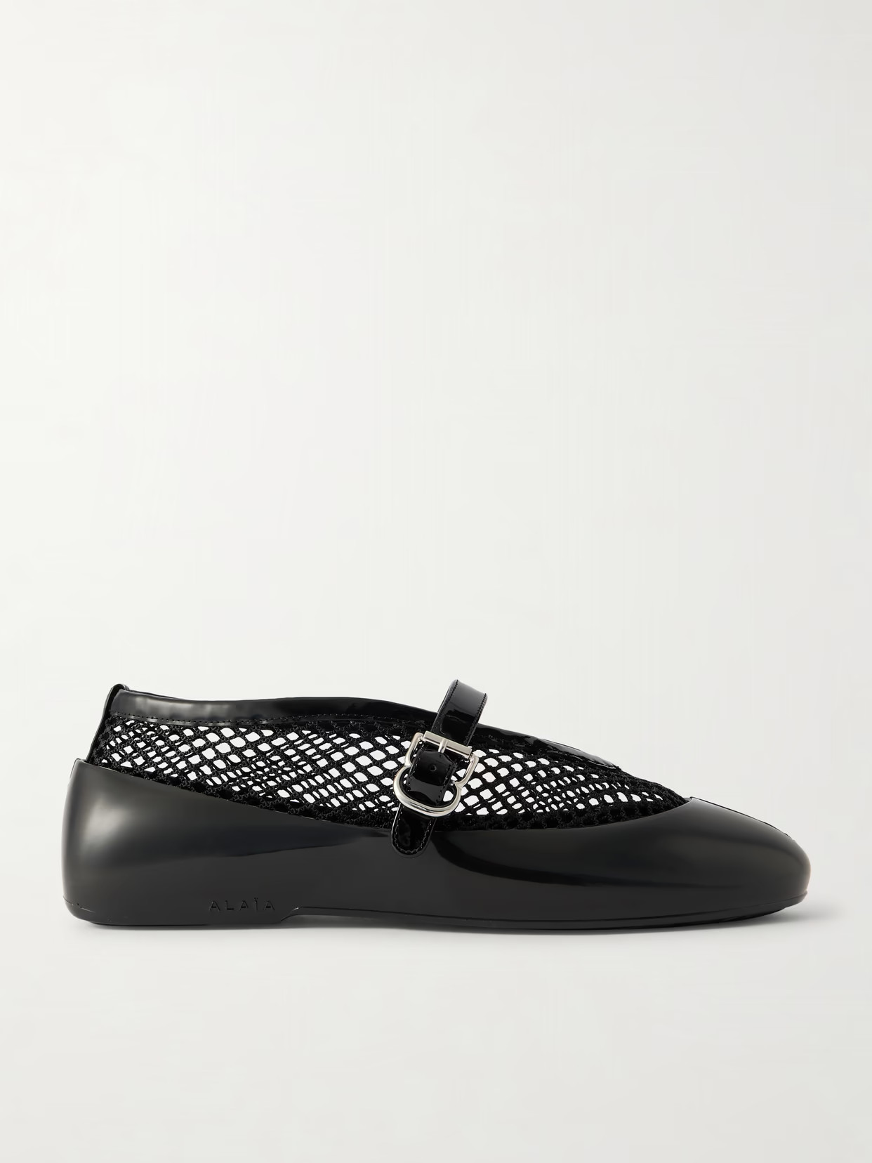 Alaïa - Patent Leather-trimmed Mesh And Rubber Ballet Flats - Black - IT38 | NET-A-PORTER APAC