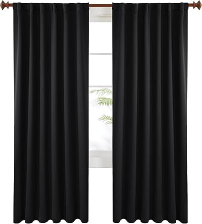 Deconovo Black Blackout Curtains 84 Inch Long, Back Tab and Rod Pocket Blackout Panels - 2 Panels... | Amazon (US)