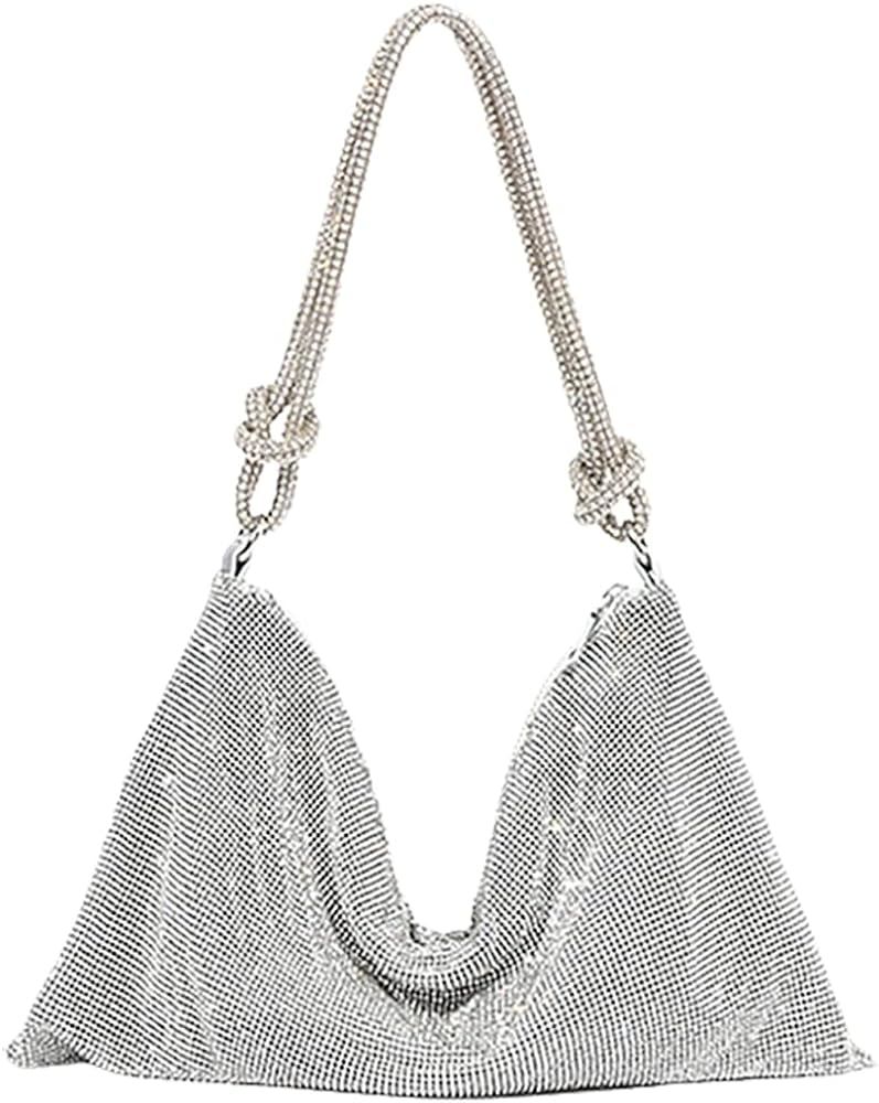 Amazon.com: Rhinestone Hobo Bag for Women Chic Evening Handbag Shiny Purse for Travel Vacation 20... | Amazon (US)