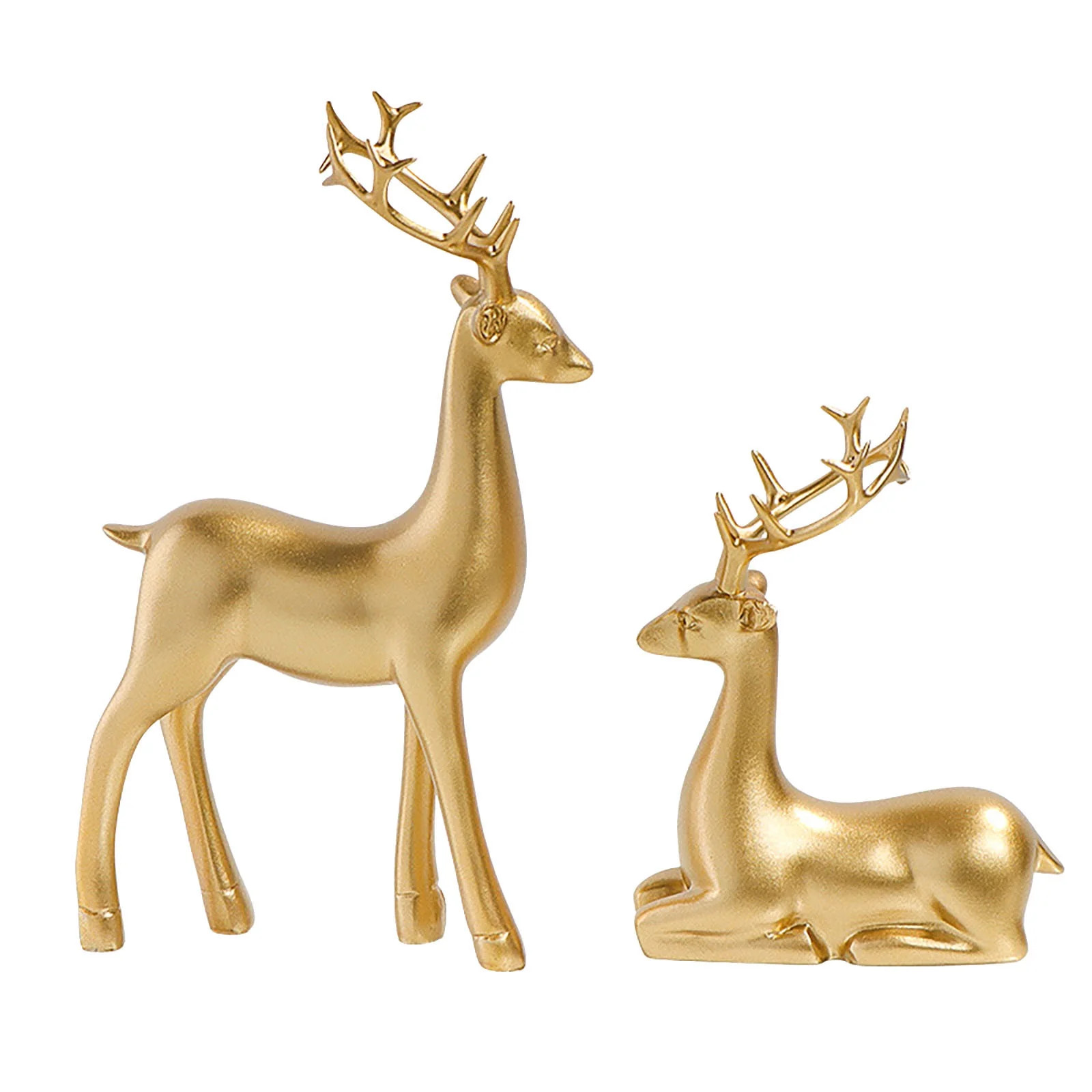 Matoen 2Pcs Christmas Resin Reindeer Sculpture, Deer Statue, Reindeer Ornament for Home Office De... | Walmart (US)