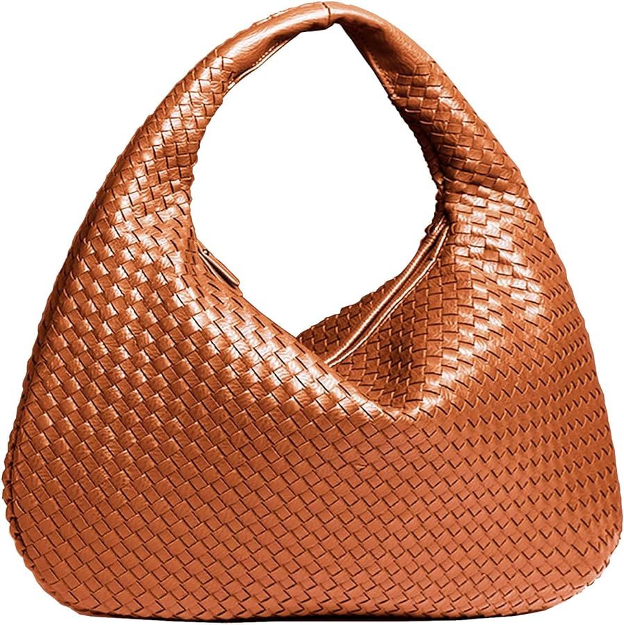 2024 Woven Leather Handbags Woven Hobo Bag Top-handle Shoulder Bag, Tote Bags for Women Underarm ... | Amazon (US)