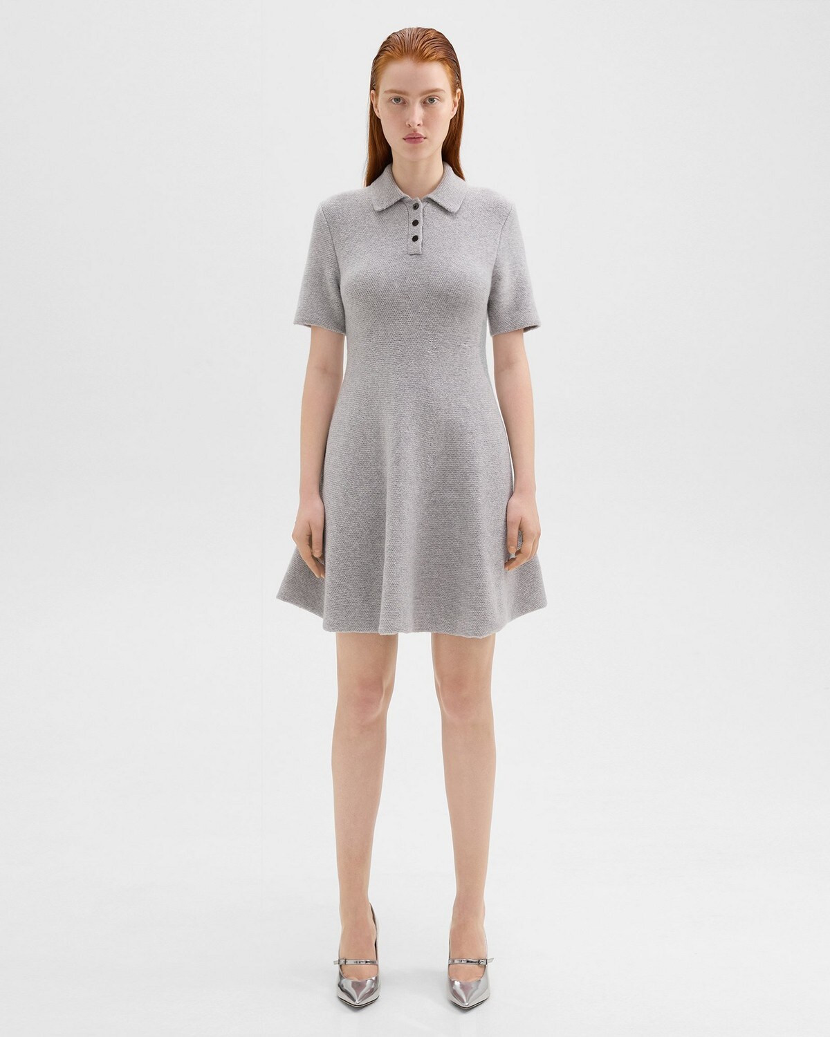 Felted Wool-Cashmere Babydoll Polo Dress | Theory | Theory Outlet