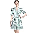 LAI MENG FIVE CATS Women's Button Up Short Puff Sleeve V-Neck Floral Print Split Casual Mini Dres... | Amazon (US)