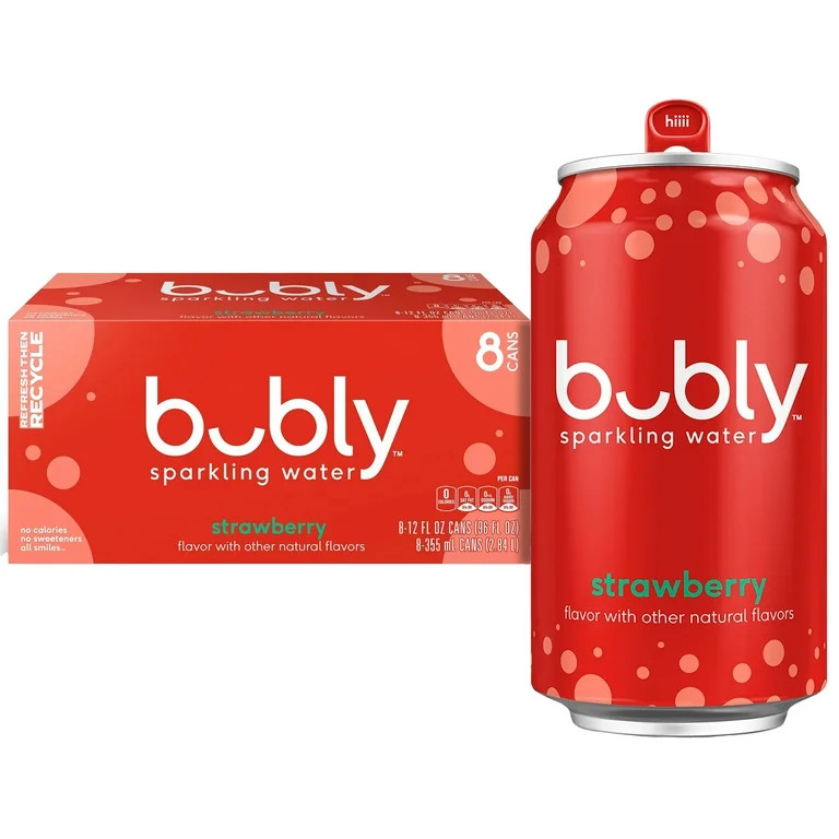bubly Strawberry Sparkling Water, 12 fl oz, 8 Pack Cans | Walmart (US)