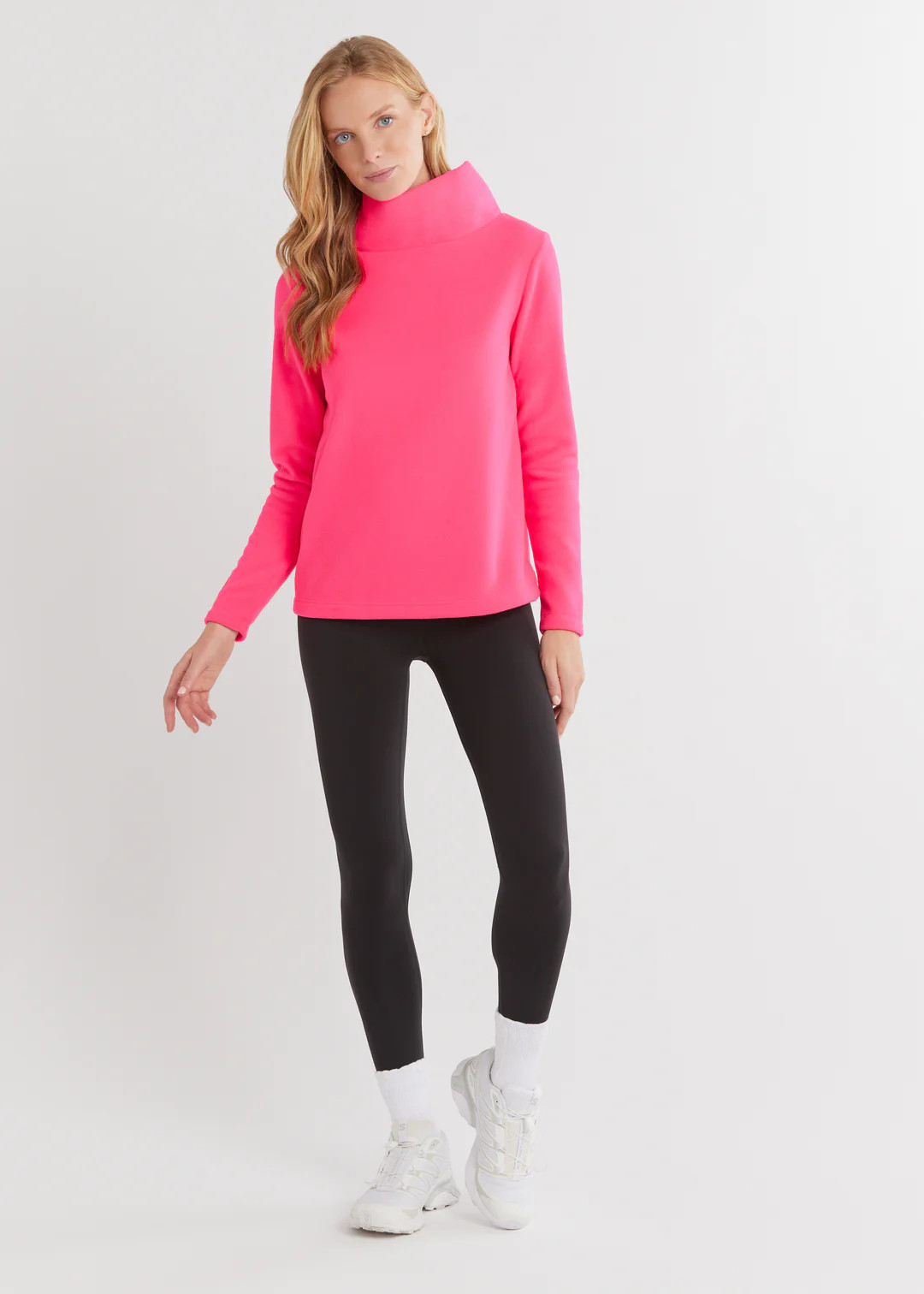 Greenpoint Turtleneck in Vello Fleece (Neon Pink) | Dudley Stephens