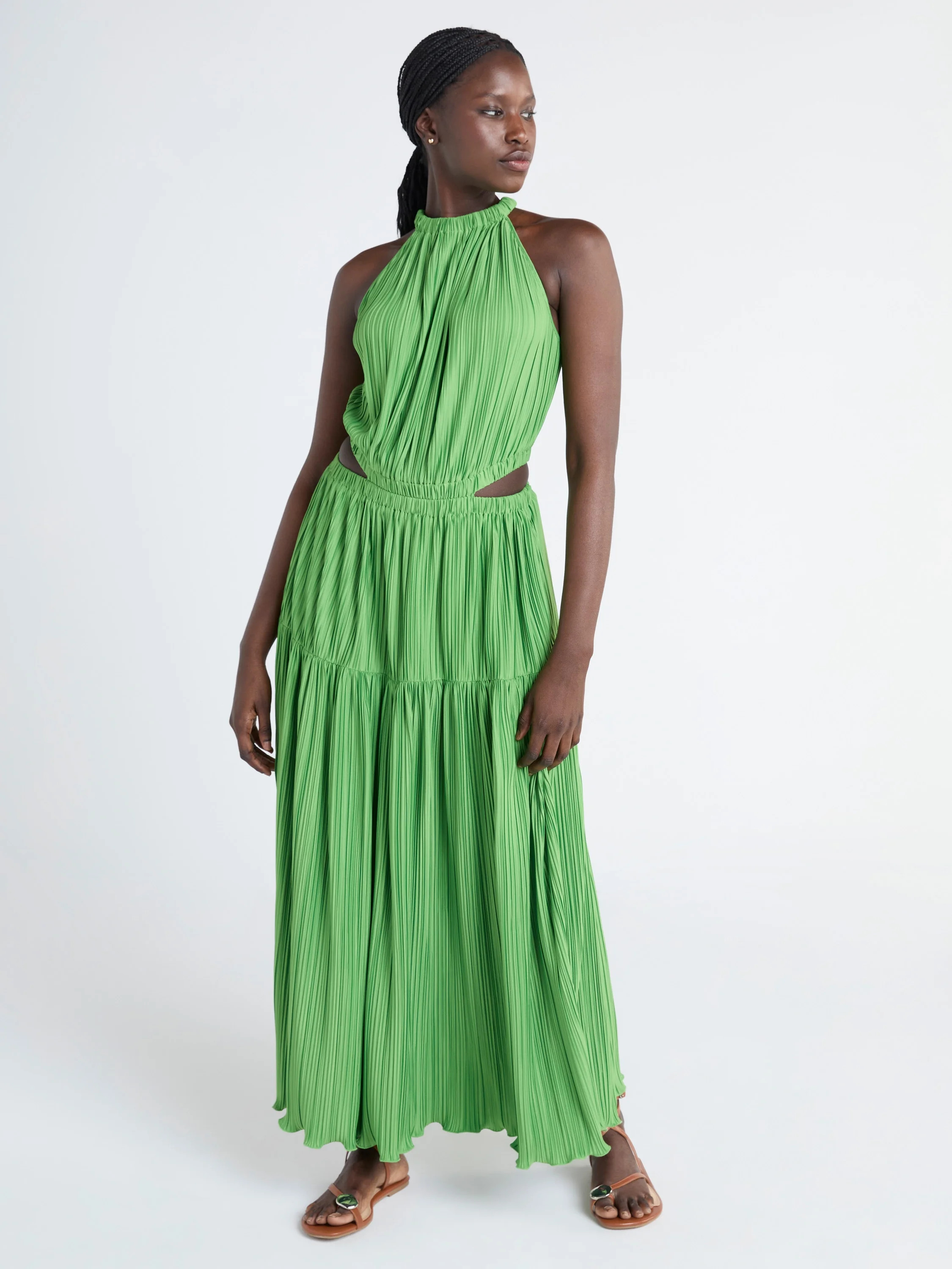 Scoop Women’s Plisse Halter Maxi Dress with Cutouts, Sizes XS-XXL | Walmart (US)