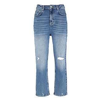 High Rise Distressed Straight Leg Jeans | Brown Thomas (IE)