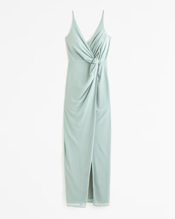 Women's Mesh Twist Wrap Gown | Women's New Arrivals | Abercrombie.com | Abercrombie & Fitch (US)