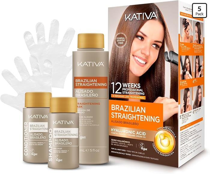 KATIVA Brazilian Keratin Treatment Kit at home Formaldehyde Free Hair Straightening with Hyaluron... | Amazon (US)