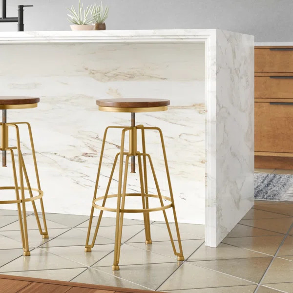 Lindzie Swivel Solid Wood Adjustable Height Stool | Wayfair North America