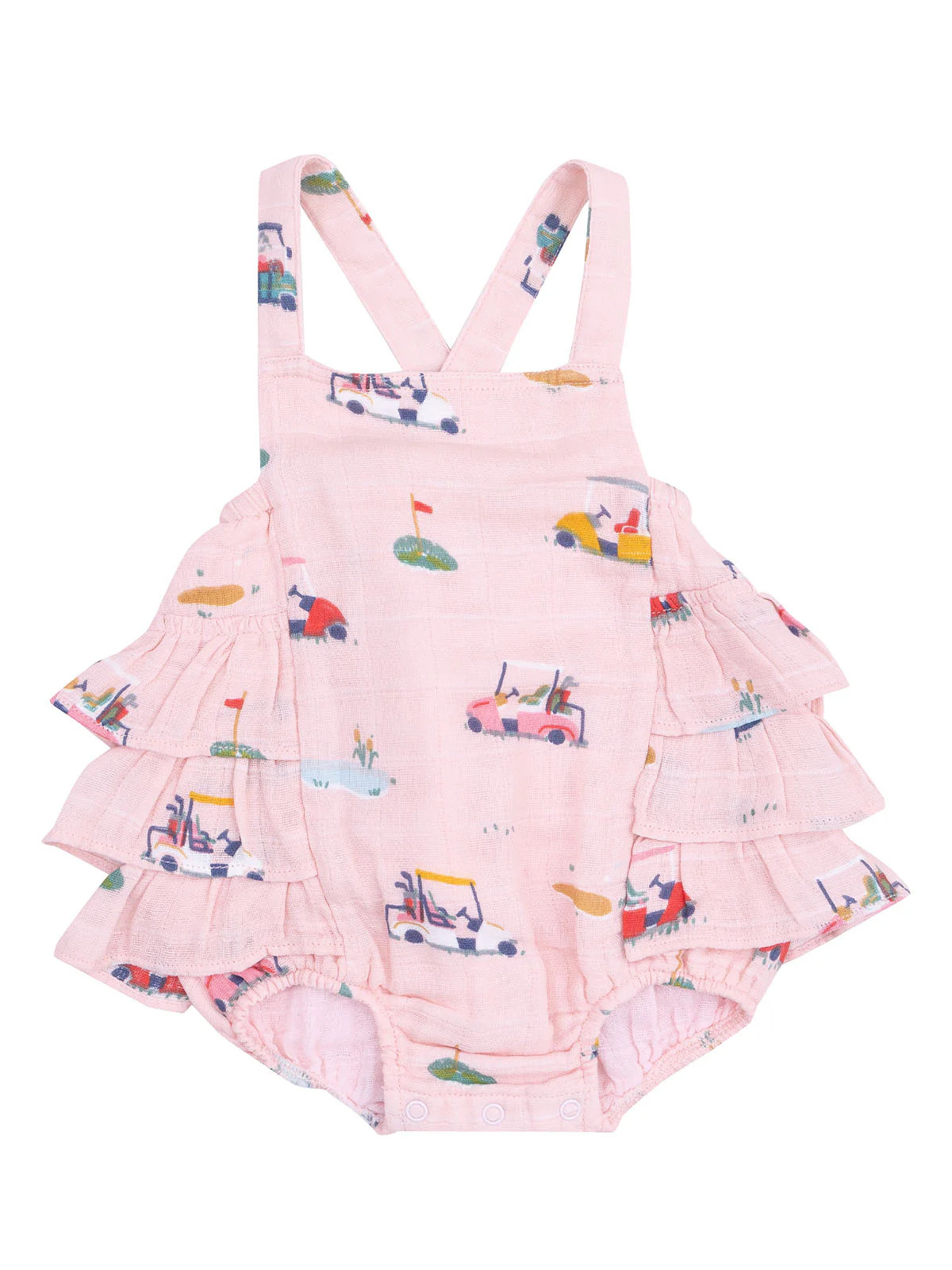 Ruffle Sunsuit, Golf Cart Cuties Pink | SpearmintLOVE
