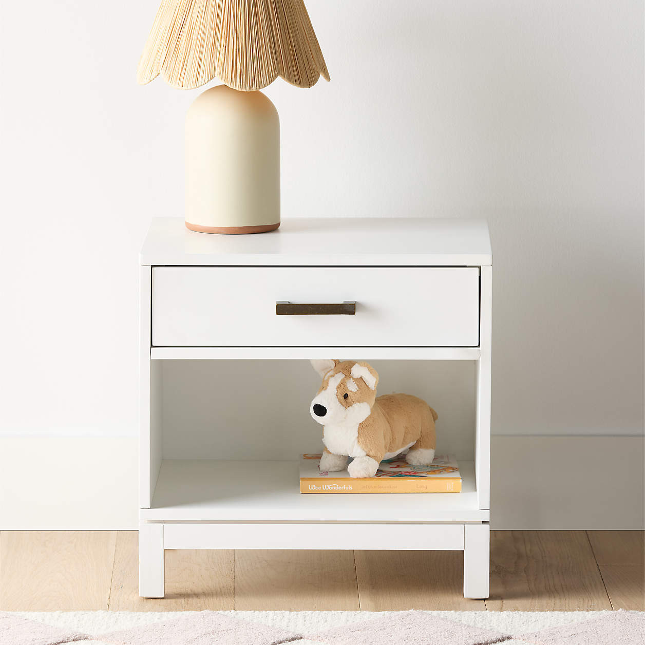 Parke White Wood Kids Nightstand with Drawer + Reviews | Crate & Kids | Crate & Barrel