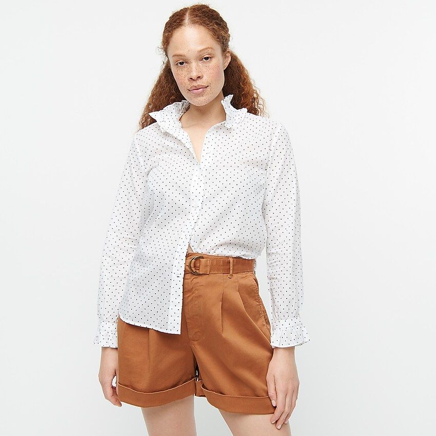 Classic-fit ruffleneck shirt in sweet spots | J.Crew US