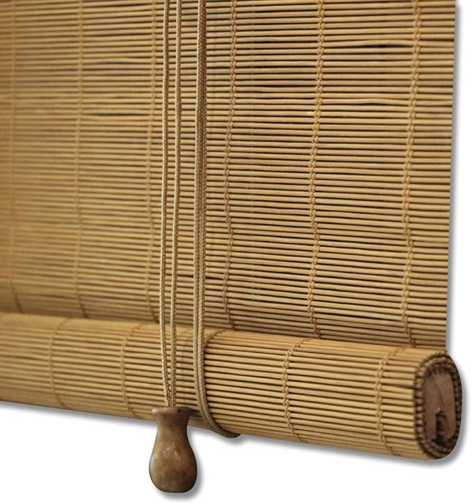 Cordless Bamboo Roman Shades, Light Filtering UV Protection Window Blinds with 6" High Valance, I... | Amazon (US)