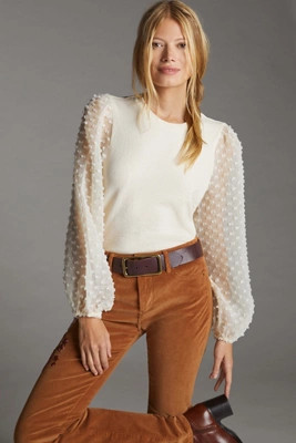 Maeve Textured-Sleeve Top | Anthropologie (US)