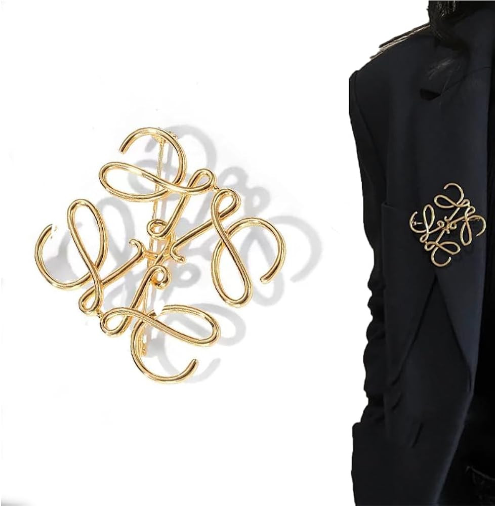 Women Metal Hollow Brooch Gold Plated Simple Sweater Shawl Pins Scarf Hat Lapel | Amazon (US)