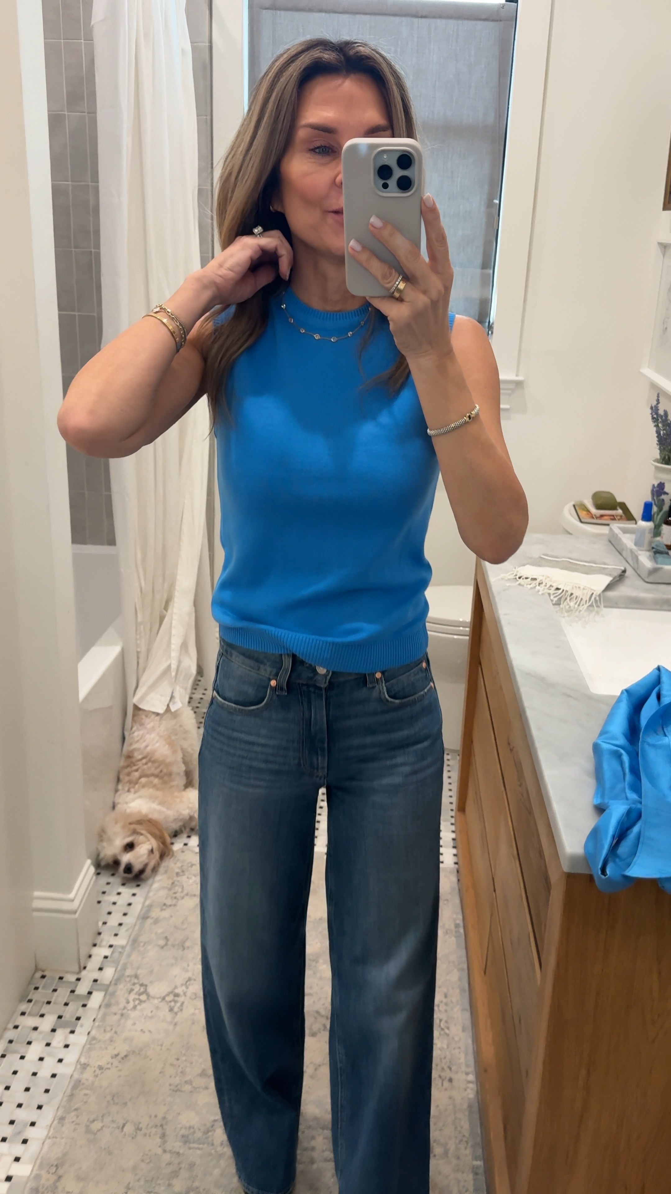 Tippi knit top sz S
Paige jeans TTS I’m 5’6” wearing 2 1/2” bootie. Reg length. 



#LTKOver40 #LTKStyleTip #LTKWatchNow