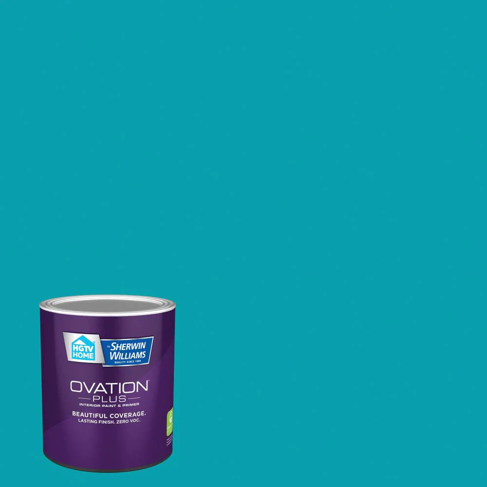 HGTV HOME by Sherwin-Williams Ovation Plus Semi-gloss Exotic Sea 5004-10B Interior Paint Paint + Primer ( 1-quart ) | 5004-10B-2557208 | Lowe's