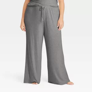 Women's Cozy Ribbed Wide Leg Pants - Auden™ Dark Gray 1X | Target