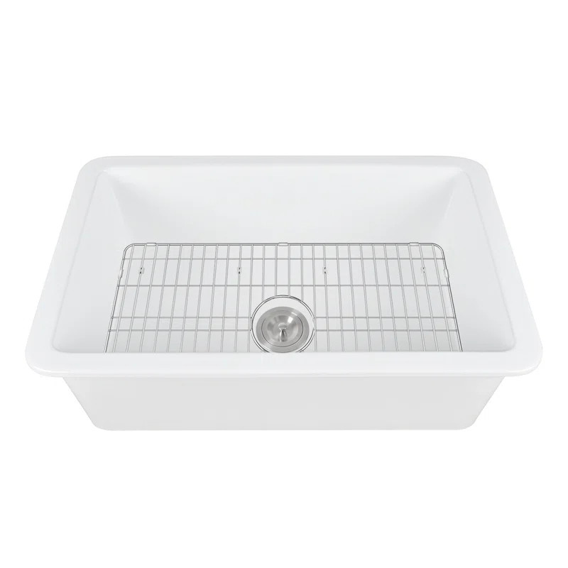 DV-1K513 Rectangular Fireclay 32" L x 19" W Undermount Kitchen Sink with Basket Strainer and Sink... | Wayfair North America
