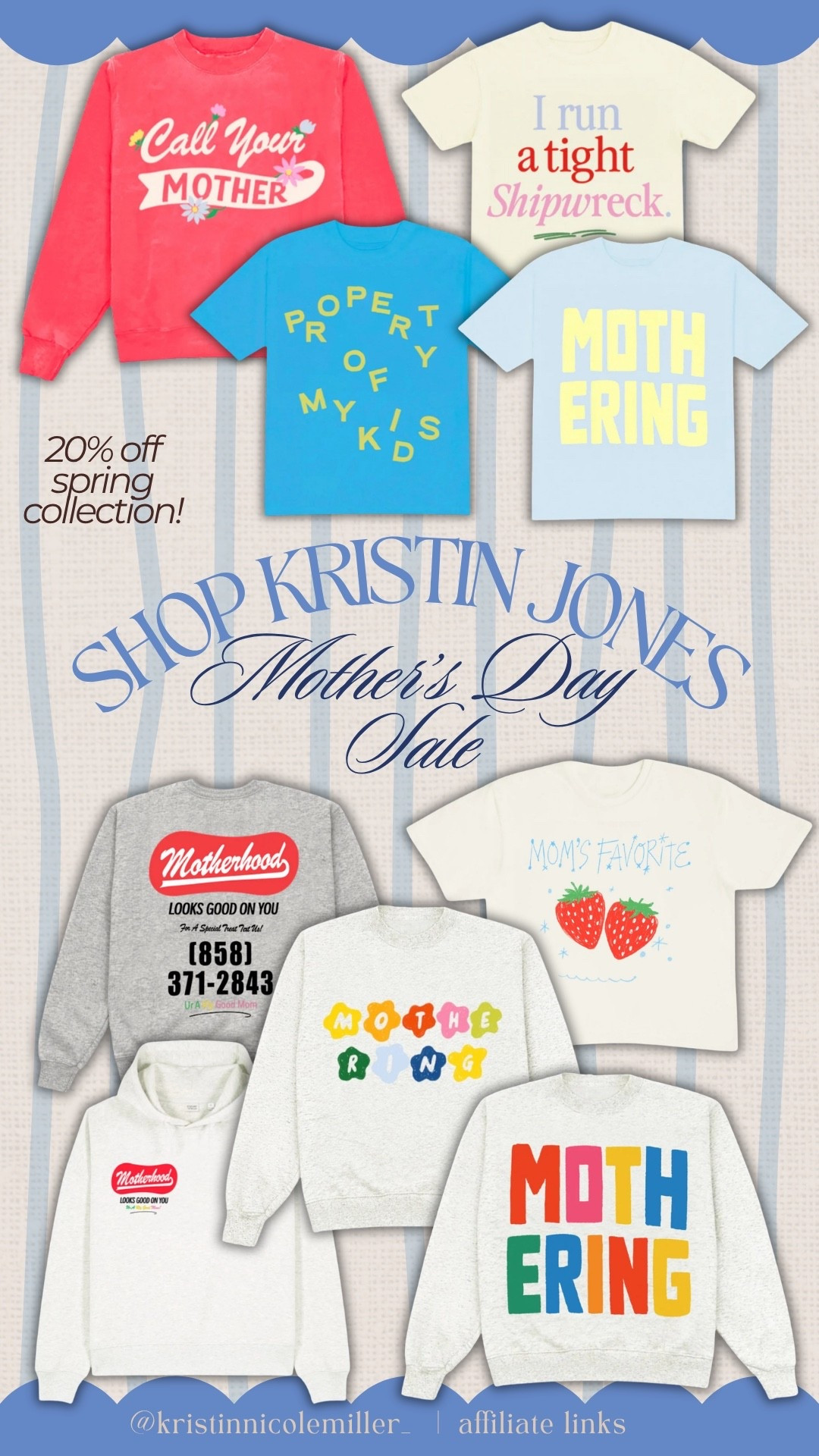 Shop Kristin Jones // Mother’s Day sale! 20% off 🎉 

Sale alert spring Mother’s Day graphic tees tshirts shirt 

#LTKmomlife #LTKMothersDay #LTKgrwm
