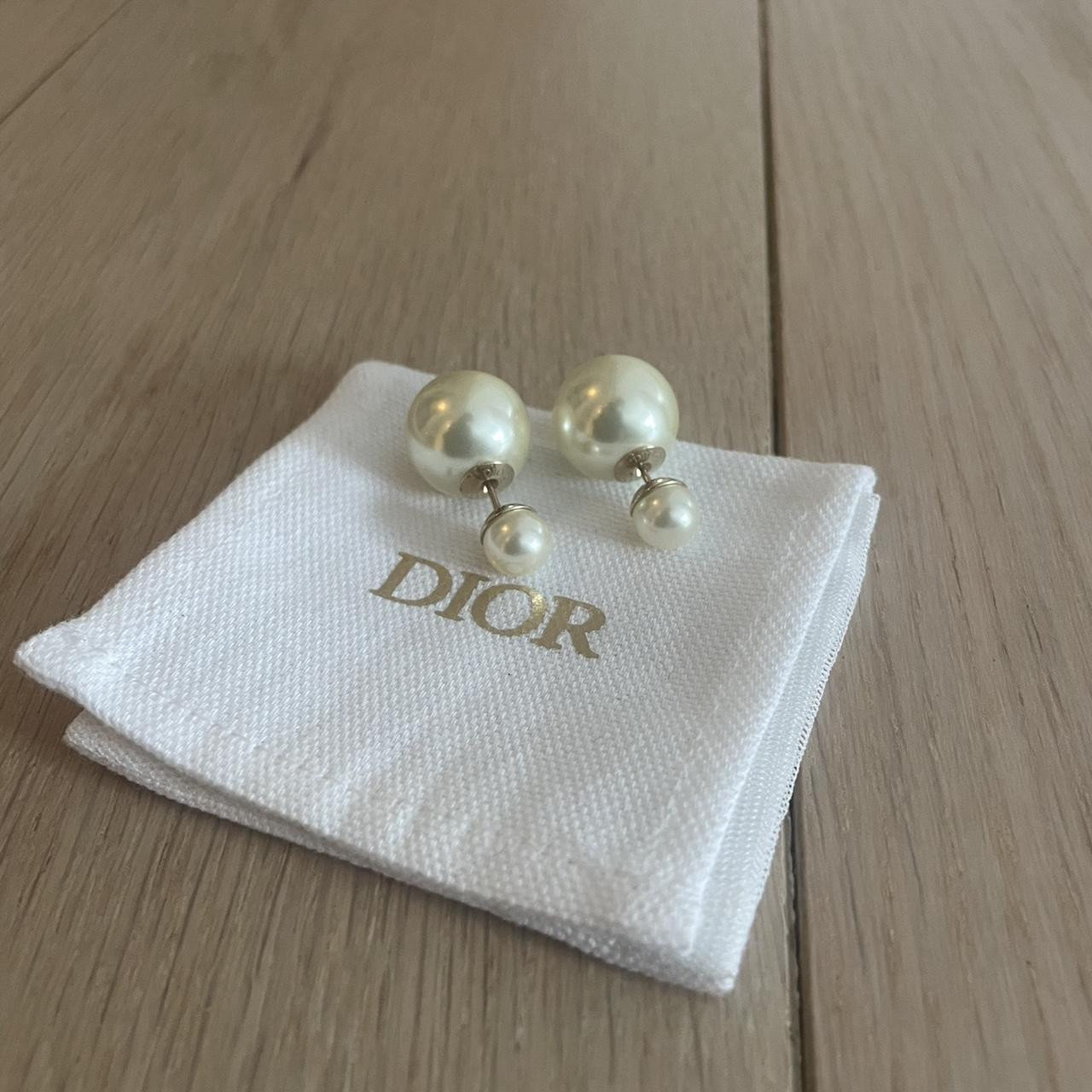Dior Women's Earrings - Gold/White | Depop US