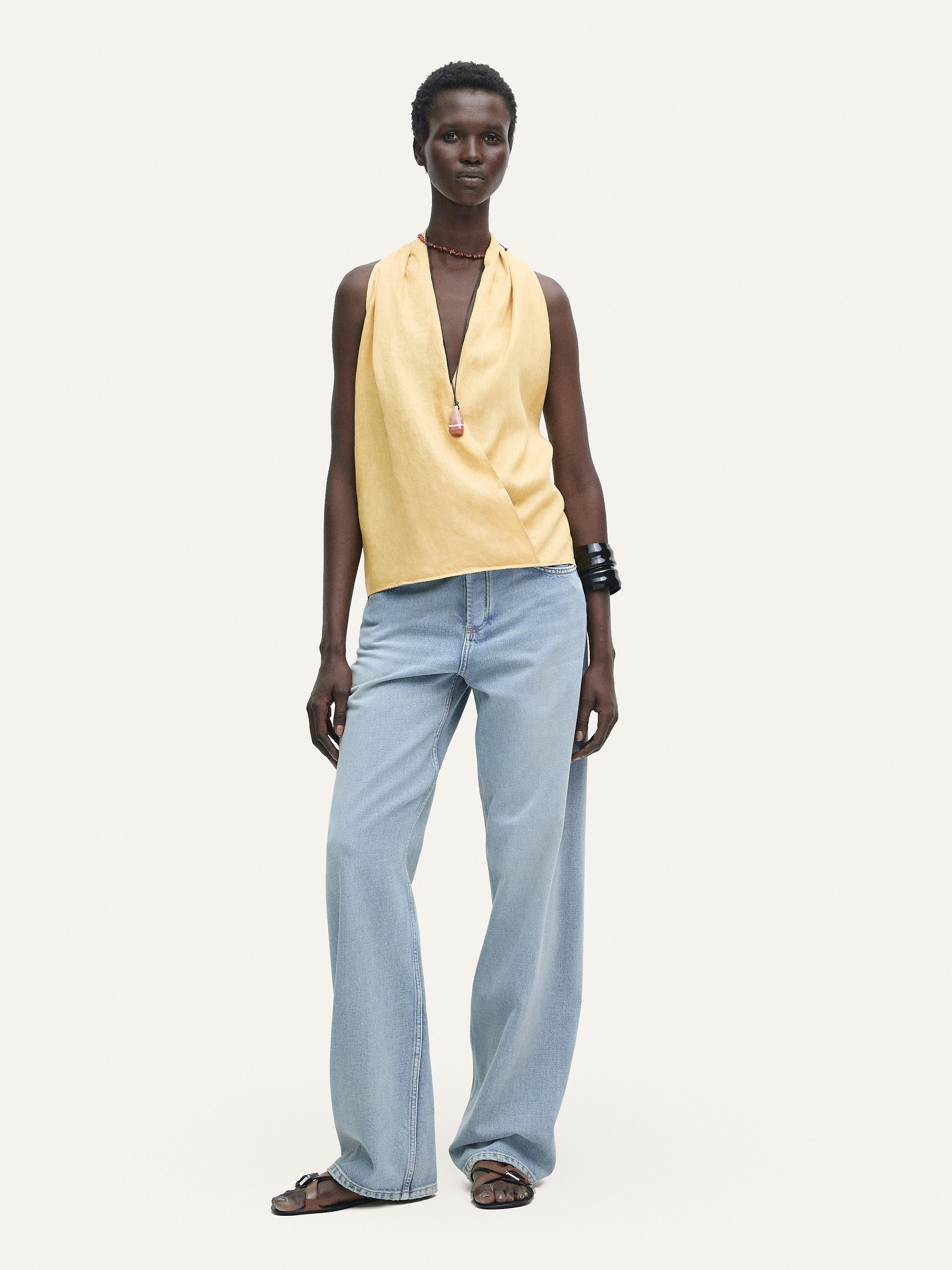 Linen crossover halter top | Massimo Dutti UK