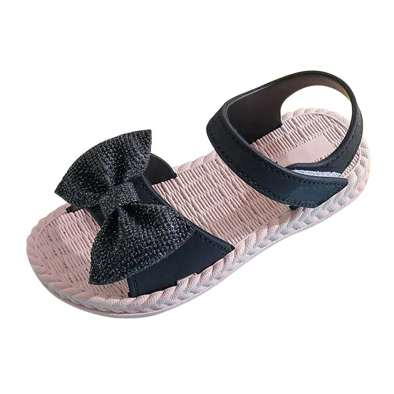 Entyinea Toddler Girls Sandals Girls Bowknot Slippers Pearl Soft Sole Princess Shoes Lace Mesh Ba... | Walmart (US)