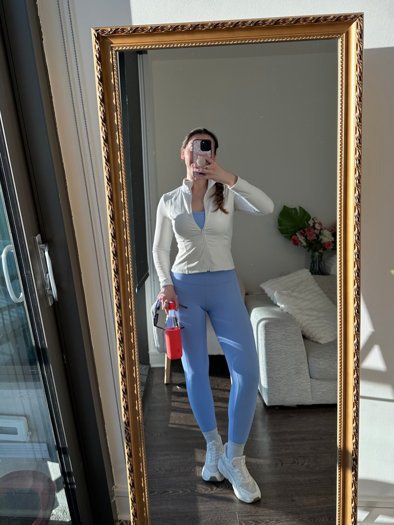 pro tip: cute athletic outfits will make you want to go for a walk immediately 🩵🤭 

snatched zip up: amazon (wearing s) 
bralette: aritzia - sized up to medium for more relaxed fit. good for walking & low impact workouts 
leggings: aritzia pocket legging - wearing size 6 (idk if this was technically a size up or I’m just getting gainz in the hips lol) 
basic ankle socks: amazon 
sneakers: amazon 
water bottle: swell 

lmk if you have any questions 💙🫶 

[workout fit, athleisure ootd, hot girl walking, pilates princess outfit, gym outfits ideas, comfy winter running errands look, aritzia favorites, golden butter fabric, colorful outfit idea for fall winter 2025, baby blue, pastel blue, cornflower, dayflower shade, running style, on the go fashion, fitness essentials, new year resolution, new year goals, active, activewear]

#LTKfitnessgoals #LTKFindsUnder100 #LTKActive