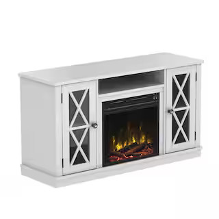 Bayport 47.50 in. Media Console Electric Fireplace TV Stand in White | The Home Depot