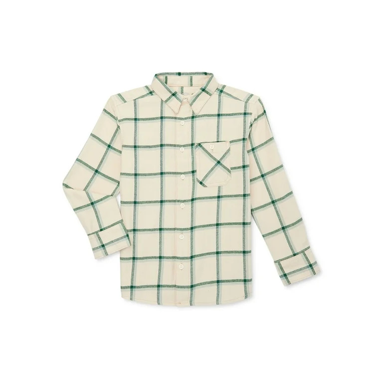 Wonder Nation Boys Long Sleeve Flannel Shirt, Sizes 4-18 & Husky - Walmart.com | Walmart (US)