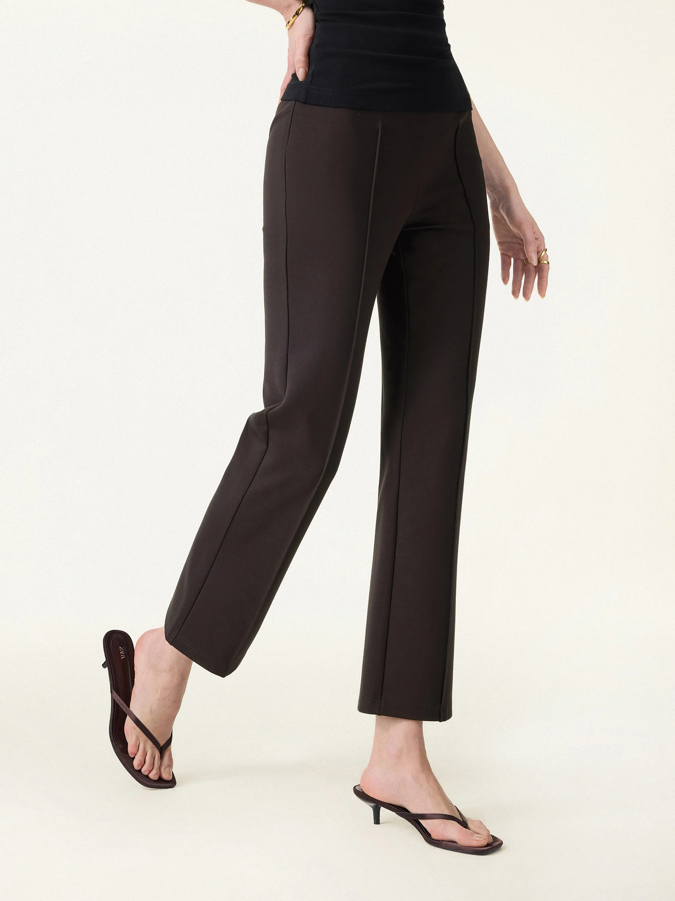 Wrinkle-Resistant High Rise Cropped Flare Leg Travel Pants | OGLmove