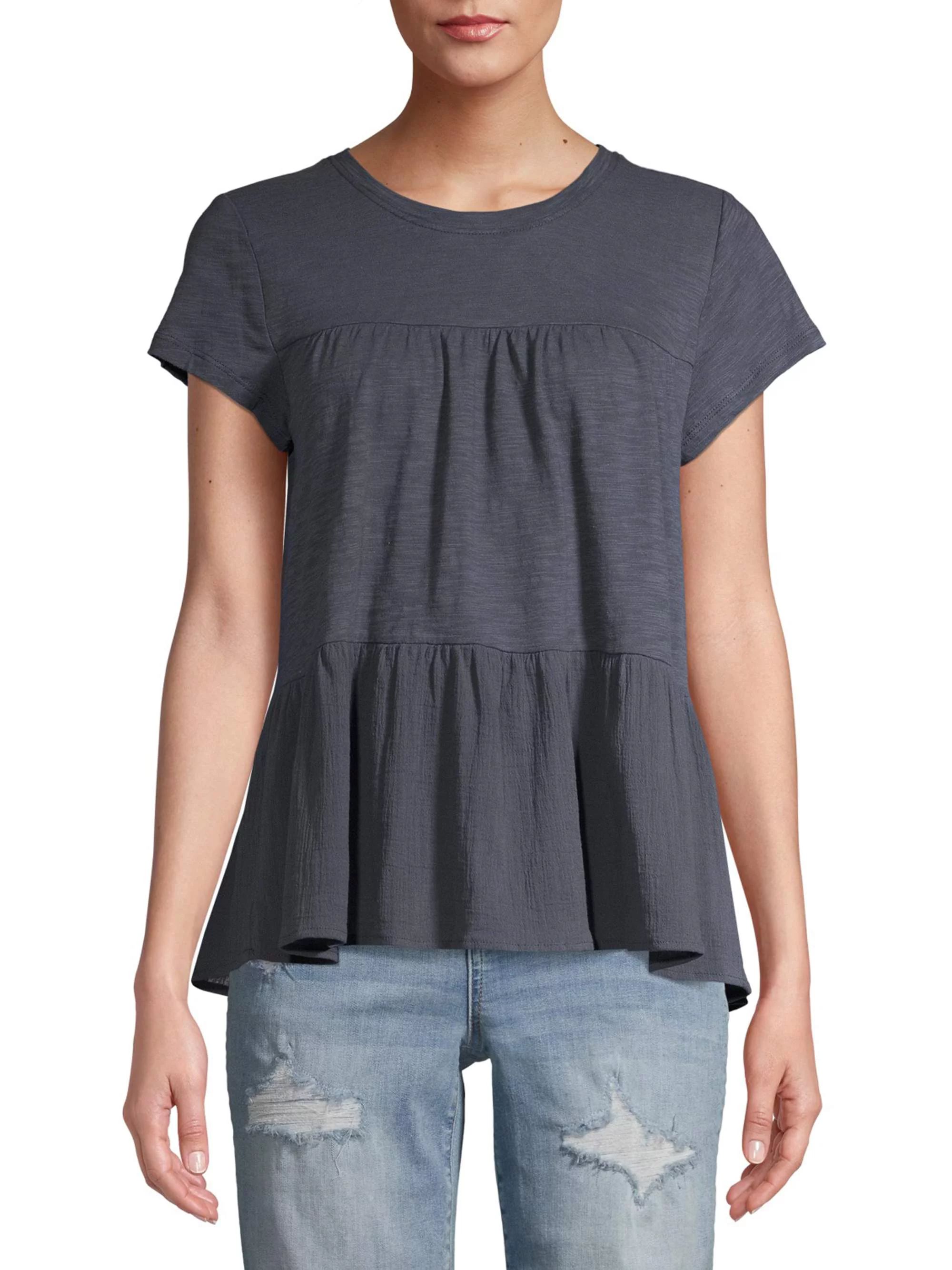 Women's Short Sleeve Tiered T-Shirt | Walmart (US)