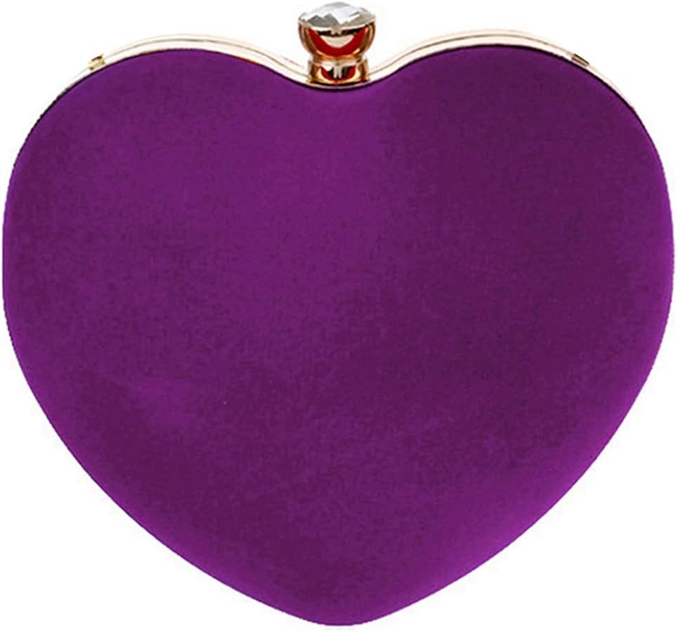 Goclothod Women Heart Shape Clutch Purse Velvet Shoulder Bag Evening Handbags | Amazon (US)