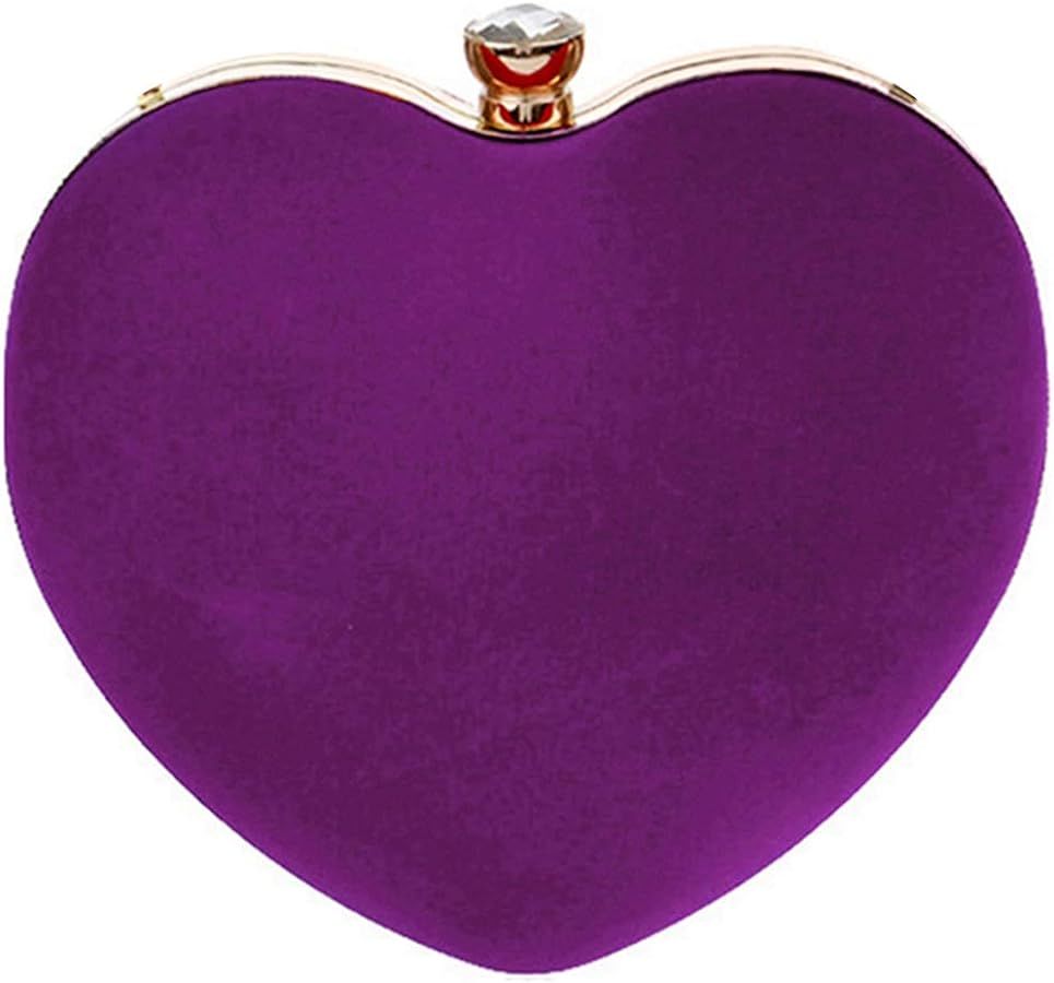 Goclothod Women Heart Shape Clutch Purse Velvet Shoulder Bag Evening Handbags | Amazon (US)