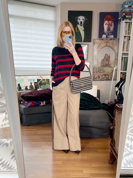 Oh look. I managed to get dressed at 6pm so I can go down to Zara and return that shirt that resembles AstroTurf so much that it looks like people should be playing mini putt on me.
•
.  #FallLook  #StyleOver40  #palones  #wideLegTrousers  #stripes  #acneStudios #anineBing #tonalOutfit #secondhandFind #FashionOver40  #MumStyle #genX #genXStyle #genXInfluencer #WhoWhatWearing #genXblogger #secondhandDesigner #Over40Style #40PlusStyle #Stylish40s  #HighStreetFashion #StyleIdeas


#LTKshoecrush #LTKSeasonal #LTKstyletip