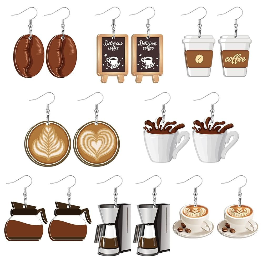 Sureio 8 Pairs Novelty Earrings Set Funny Acrylic Dangling Jewelry Gift for Women Christmas Valen... | Amazon (US)