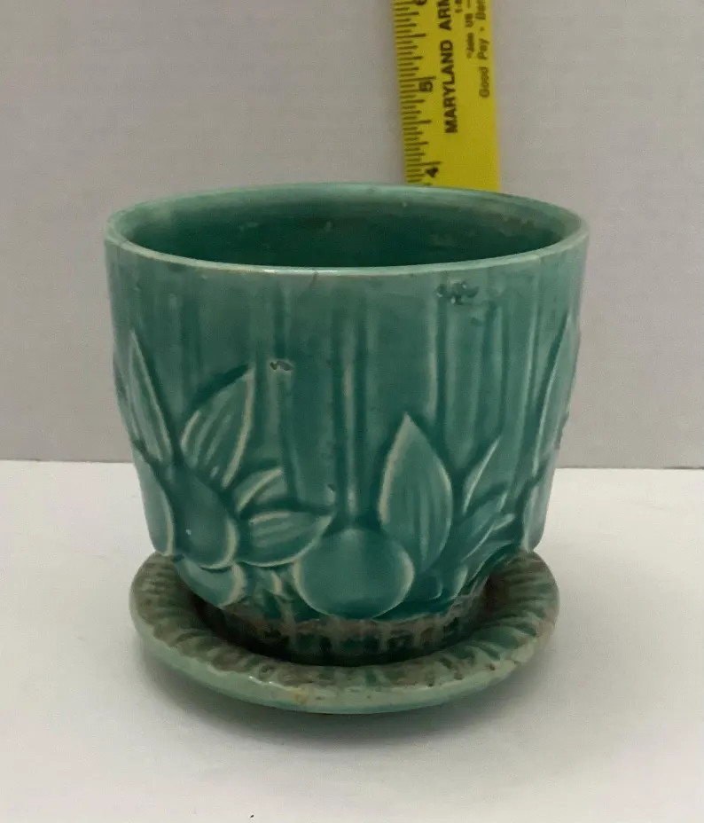 Mccoy Sand Dollar Planter Attached Saucer, Vintage Soft Turquoise Green Planter - Etsy | Etsy (US)